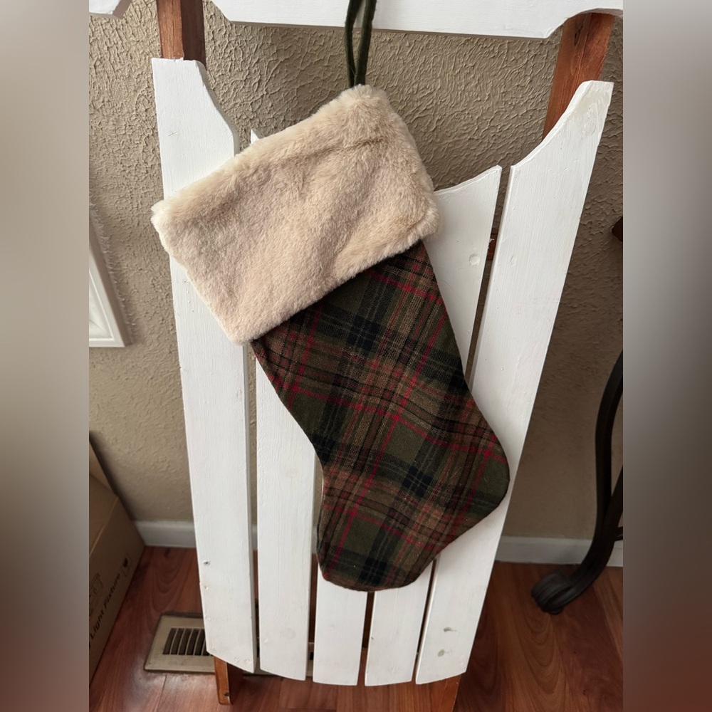 Plaid Christmas Stocking with Faux Fur Cuff